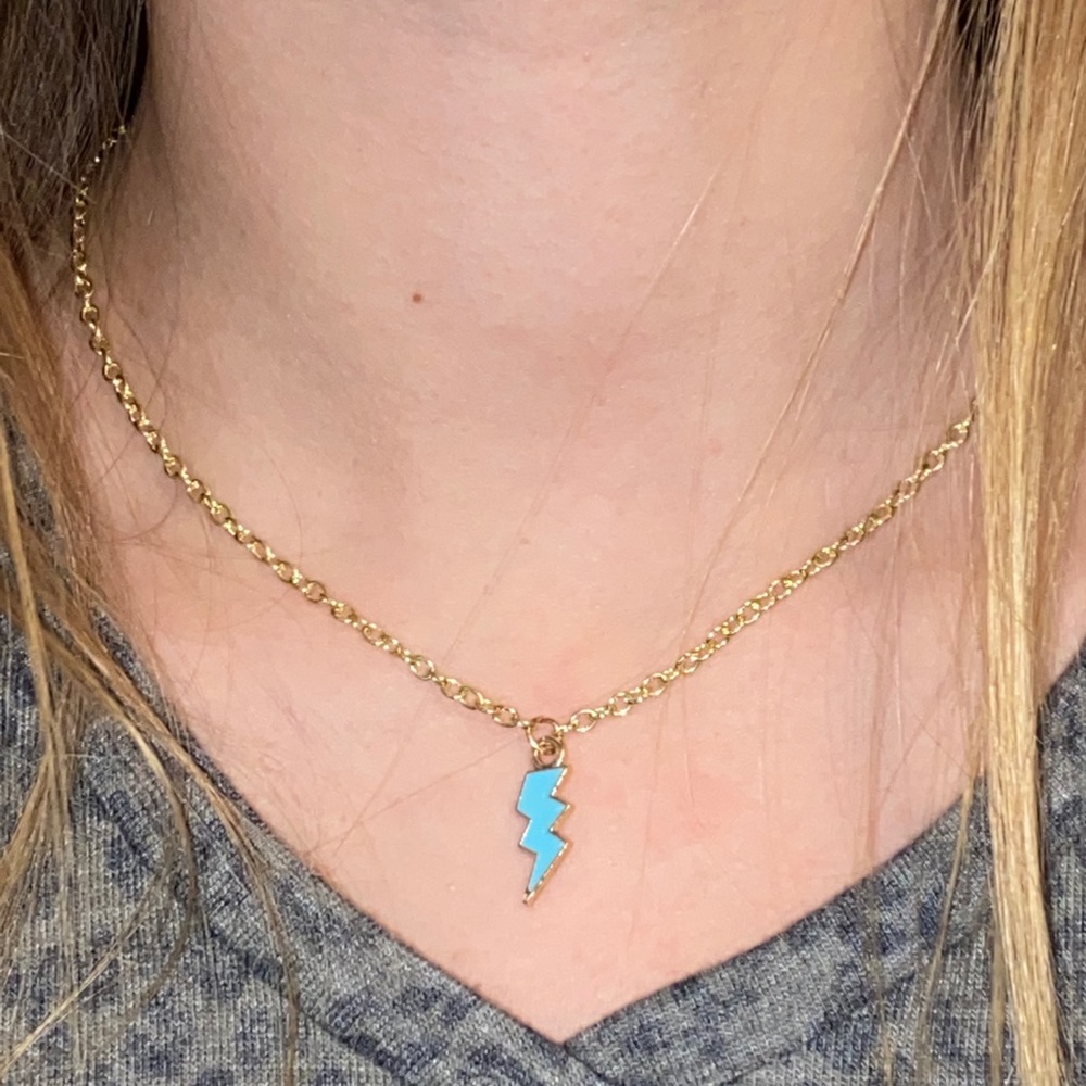Blue Lightning Bolt Necklace!